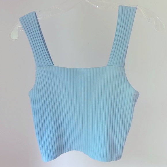 American Eagle Outfitters Tops - American Eagle Size M Baby Blue Ribbed Tank/Crop Top